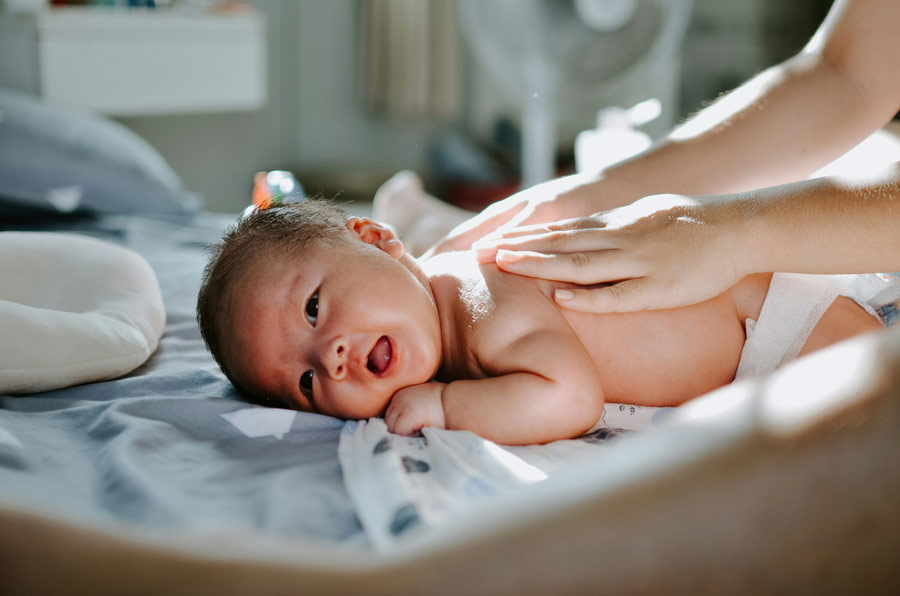 An infant being examined