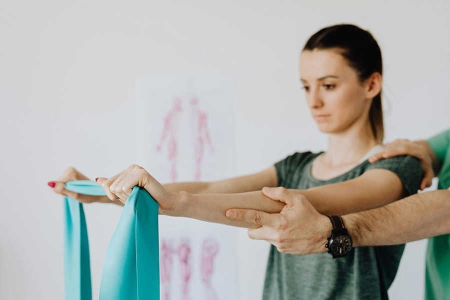 Patient doing rehabilitation exercise